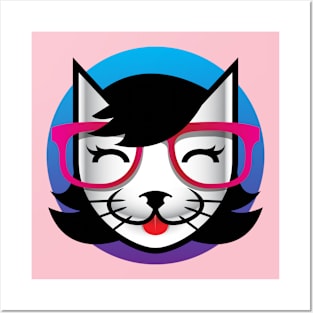 Female Geeky Cat with Glasses Posters and Art